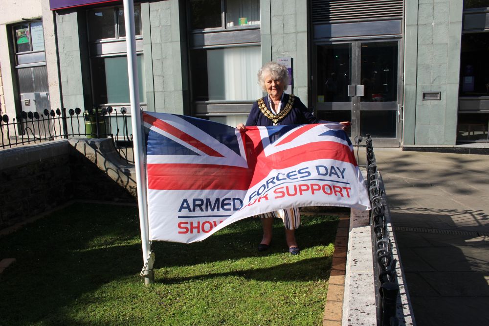 Armed Forces Day flag raising with Cllr Kate Rowbottom