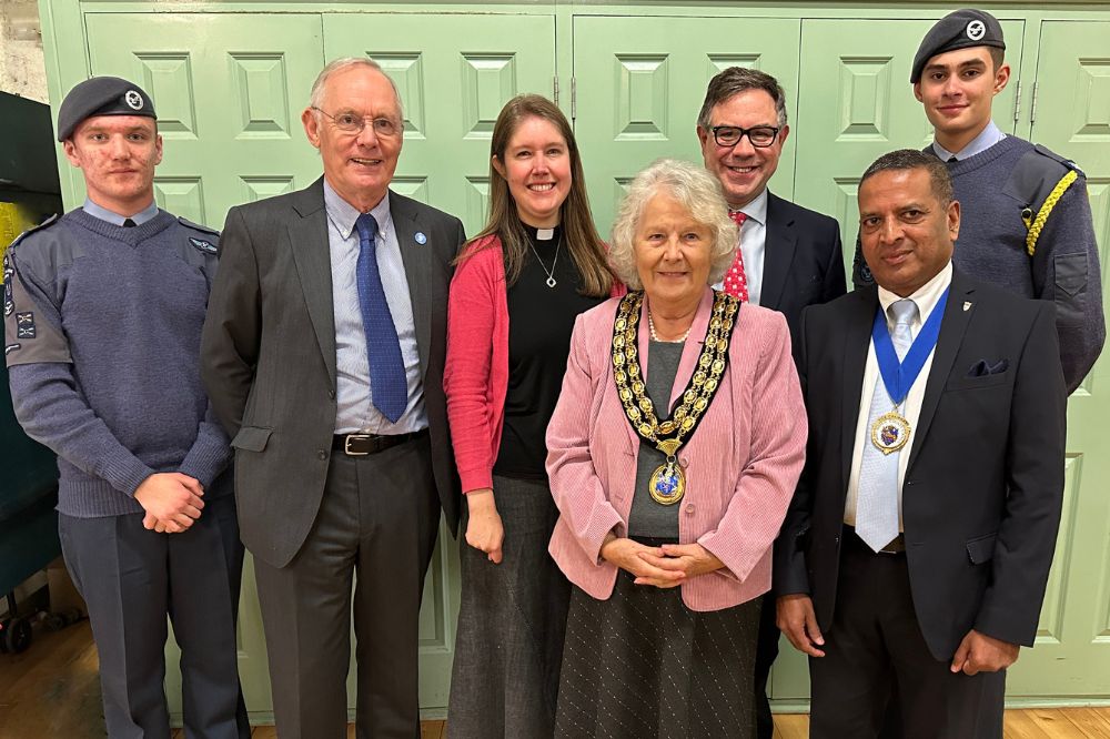 Air Cadet Sgt Harry Miles; Leader Horsham District Council, Cllr Johnathan Chowen; Cannon Lisa Barnett; Chairman of Horsham District Council, Cllr Kate Rowbottom; Jeremy Quin MP; Vice Chairman of West Sussex County Council, Cnty Cllr Sujan Wickramarachchi; Air Cadet Sgt Jamie Onions
