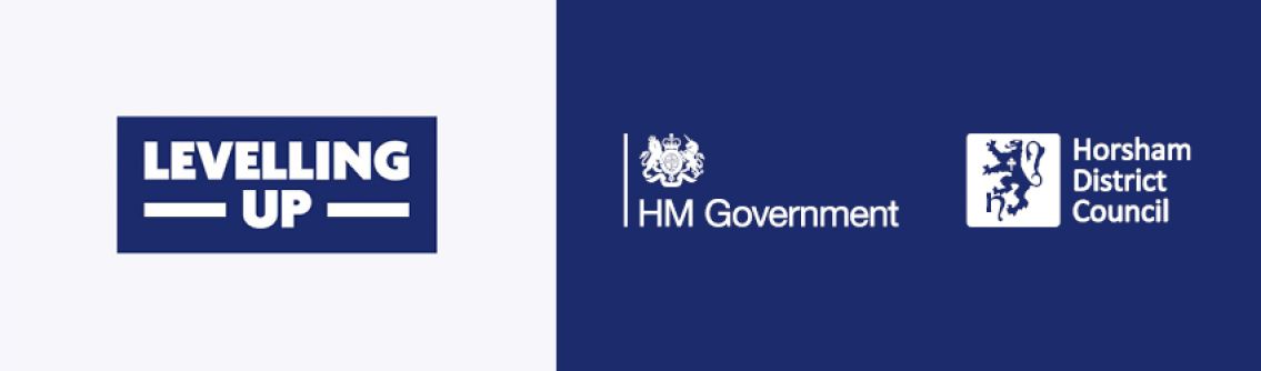 Levelling up, HM Government and Horsham District Council logos