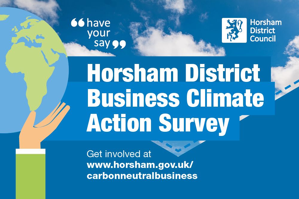 Banner promoting the Horsham District Business Climate Survey
