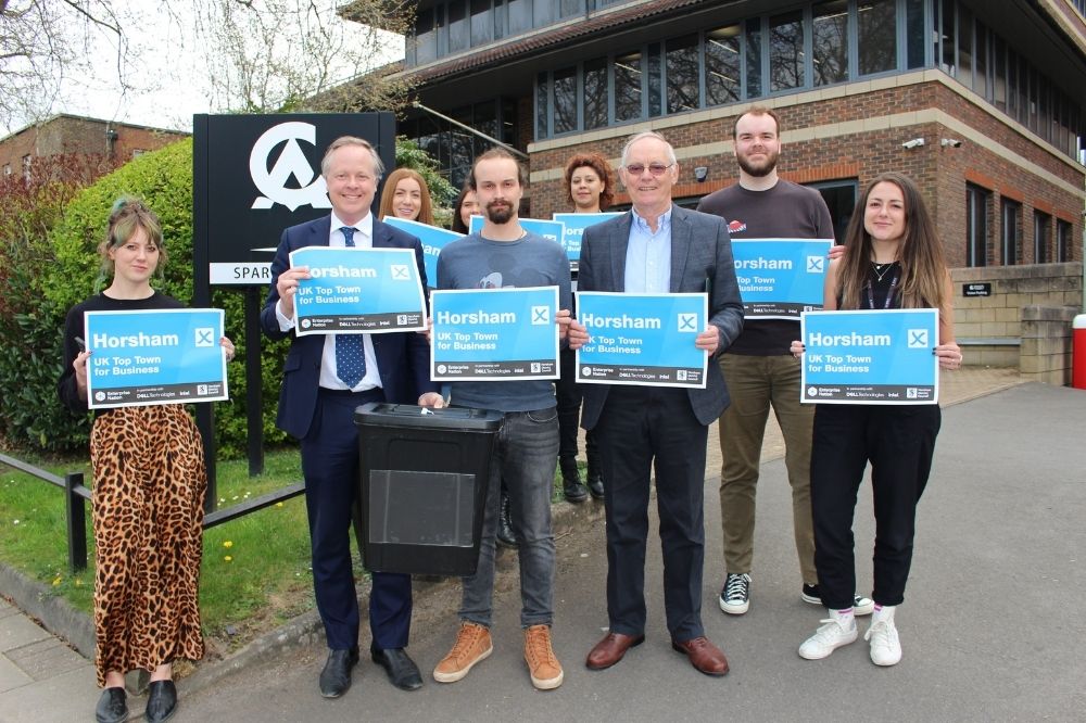 Cllr Mitchell and Cllr Chowen with staff members from Creative Assembly