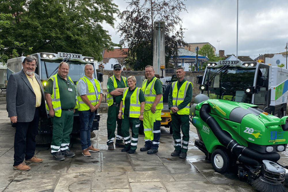 Horsham District Council Cabinet Member Cllr Jay Mercer with some of the Recycling , Waste  and Street Cleansing crew 