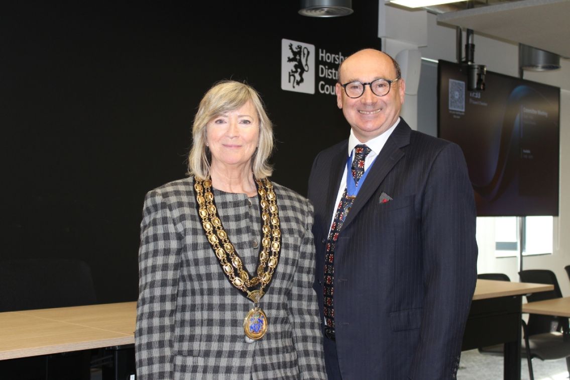 Horsham District Council Chairman Cllr Joanne Knowles with new Vice Chairman Cllr Nigel Emery
