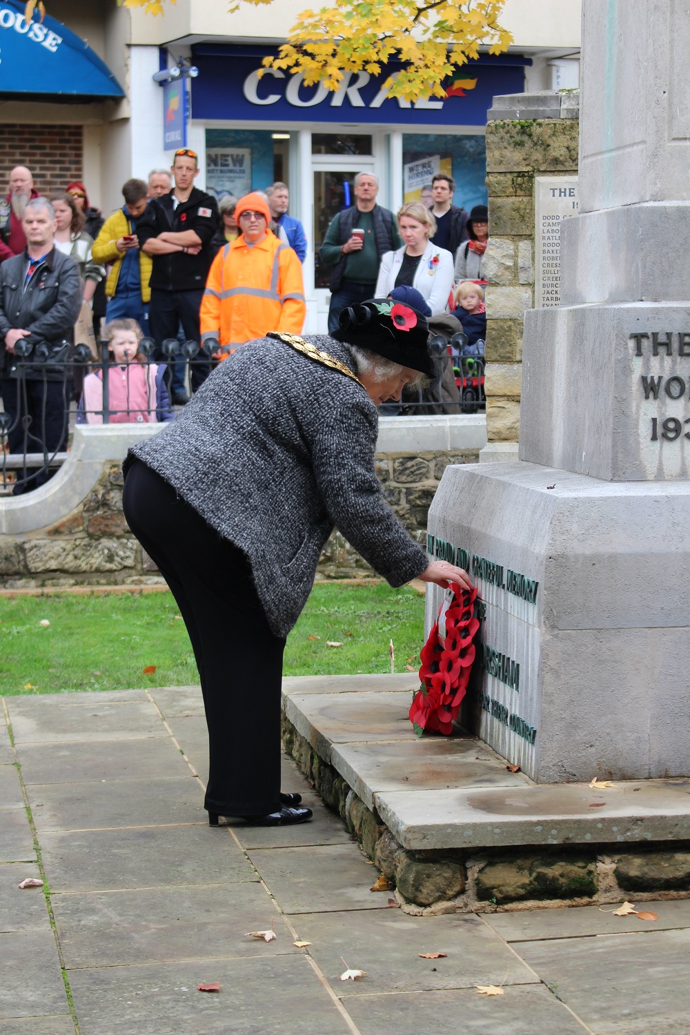 HDC Chairman Cllr Kate Rowbottom leads wreath laying on behalf of the people of Horsham District