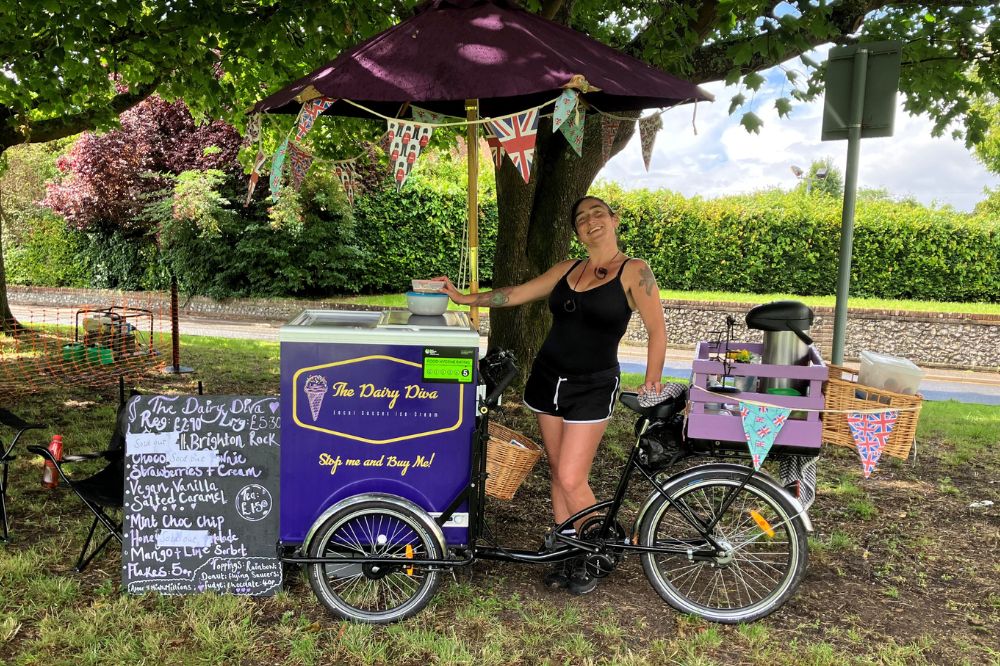 Lady with ice cream bike