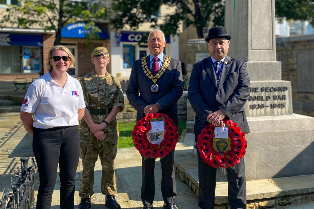 Carol Tester RBL, Cadet Jaxon Darley, HDC Chairman Cllr Skipp, and Zäl Rustom RBL