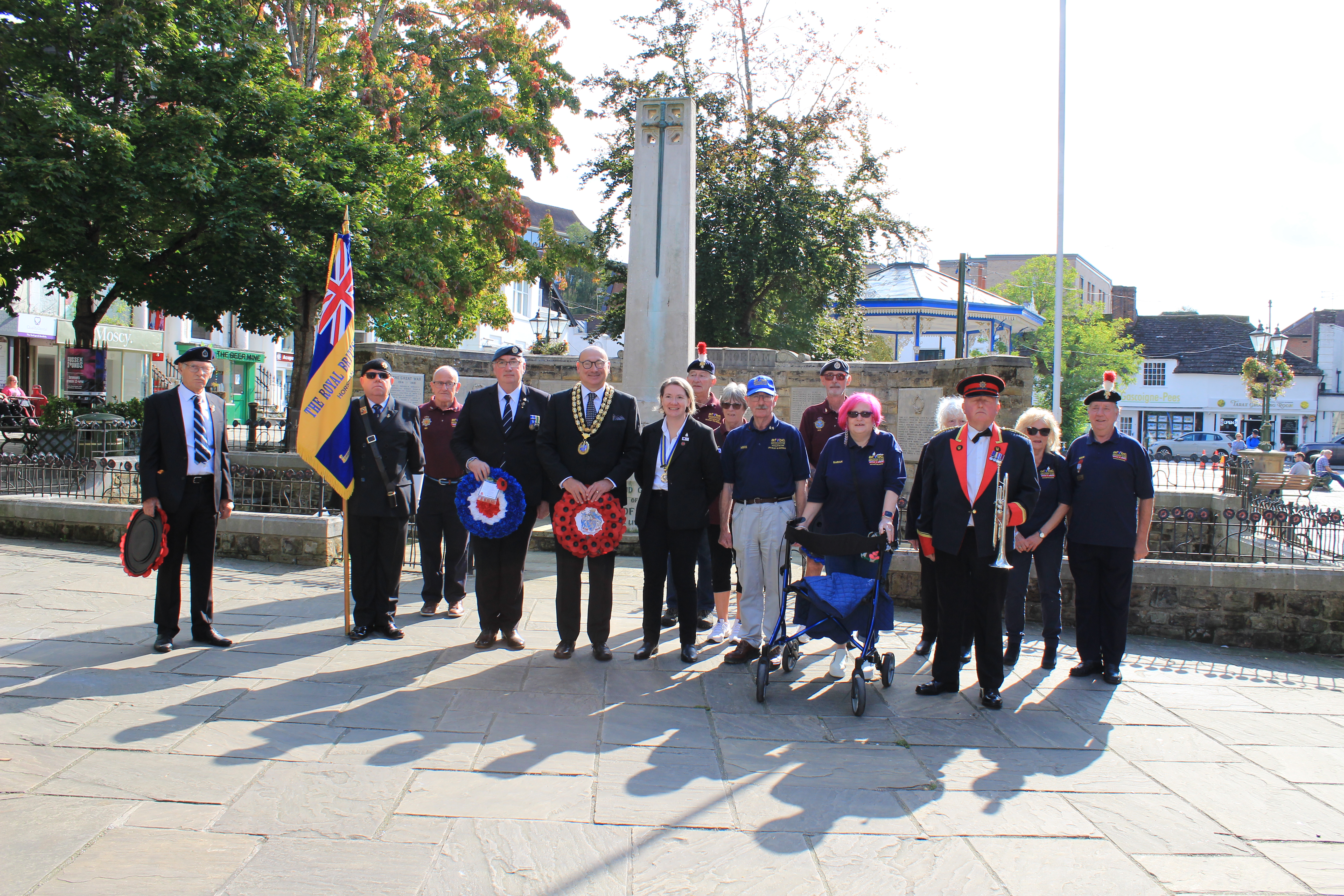 Group gathered at the War Memorial.