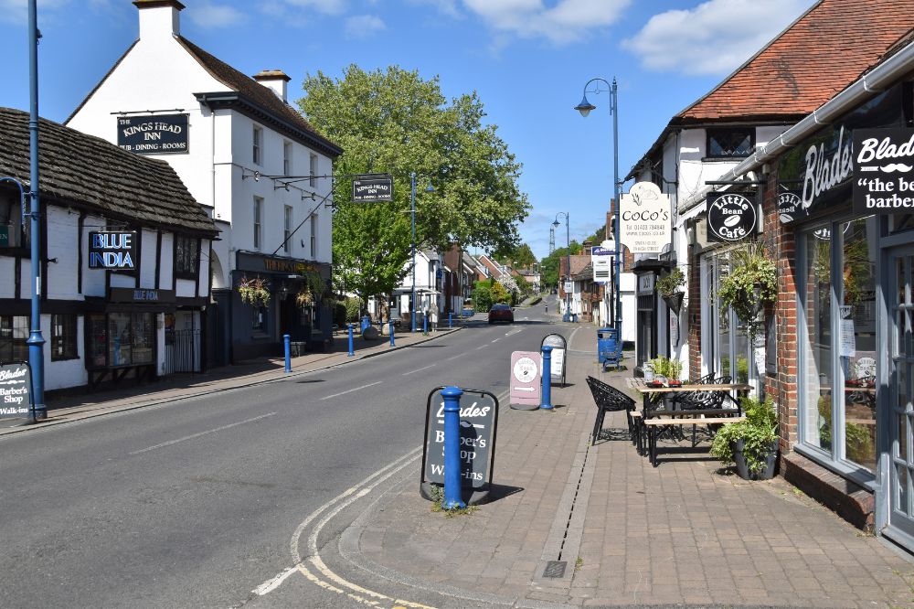 Billingshurst shops on a sunny day