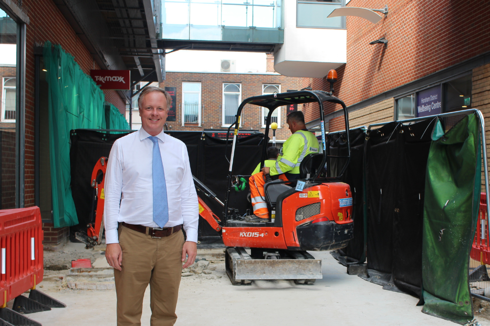 Cllr Mitchell at the Forum Walk improvement site