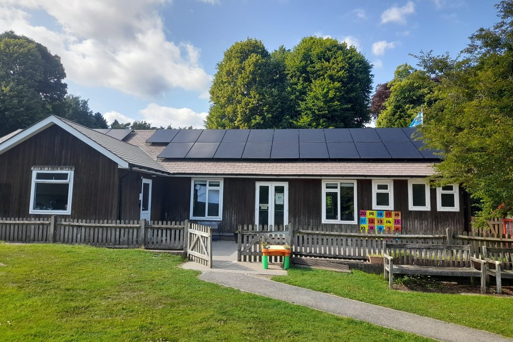The hall has 21 solar panels.