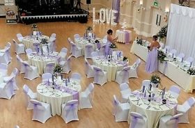 Drill hall set up for a wedding event