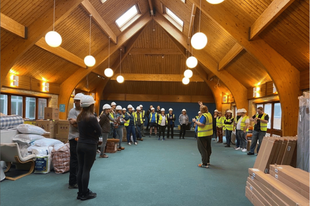 Horsham District Council and Turning Tide team meet in one of Roffey Hall's communal spaces