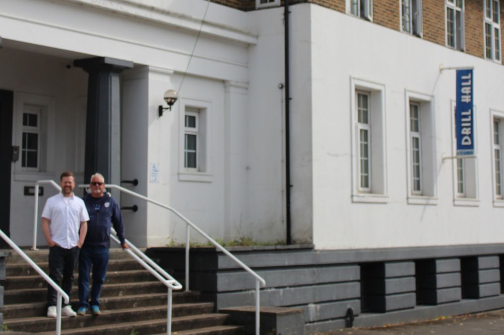 Cllr Jonathan Taylor, Horsham District Council’s Cabinet Member for Enterprise and Property with Jos Wintermeyer at the Drill Hall