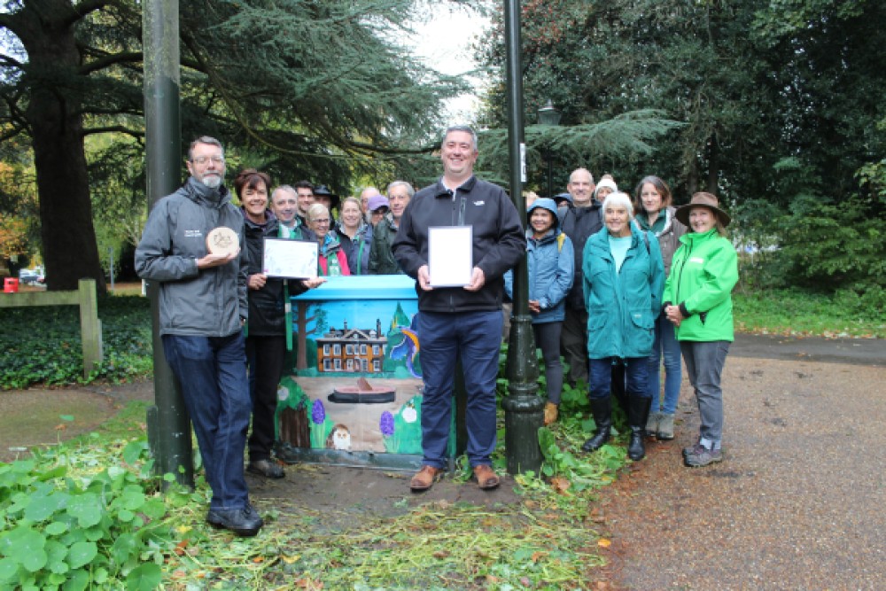 Members of Horsham District Council's Parks and Countryside team and Friends of Horsham Park with the Council's Leader Cllr Martin Boffey celebrating the awards.