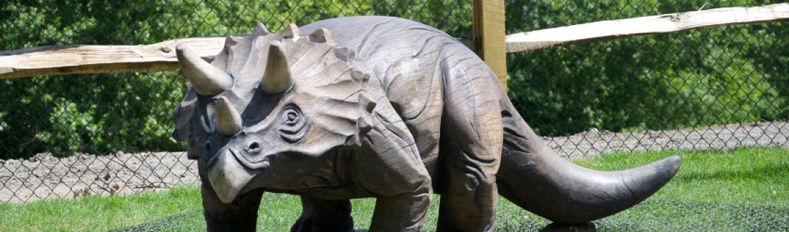 A triceratops sculpture at Dinosaur Island