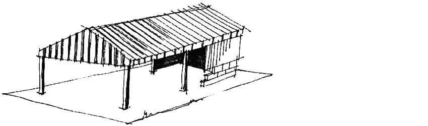 Modern agricultural building with a low-pitched roof