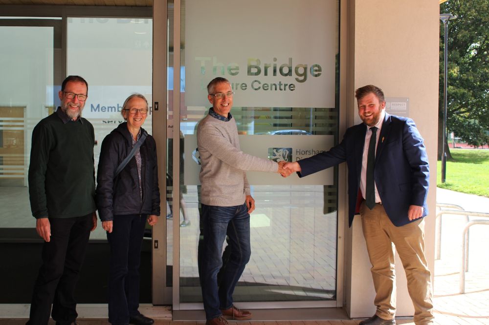 Community Energy Horsham core team with Cllr James Wright at The Bridge