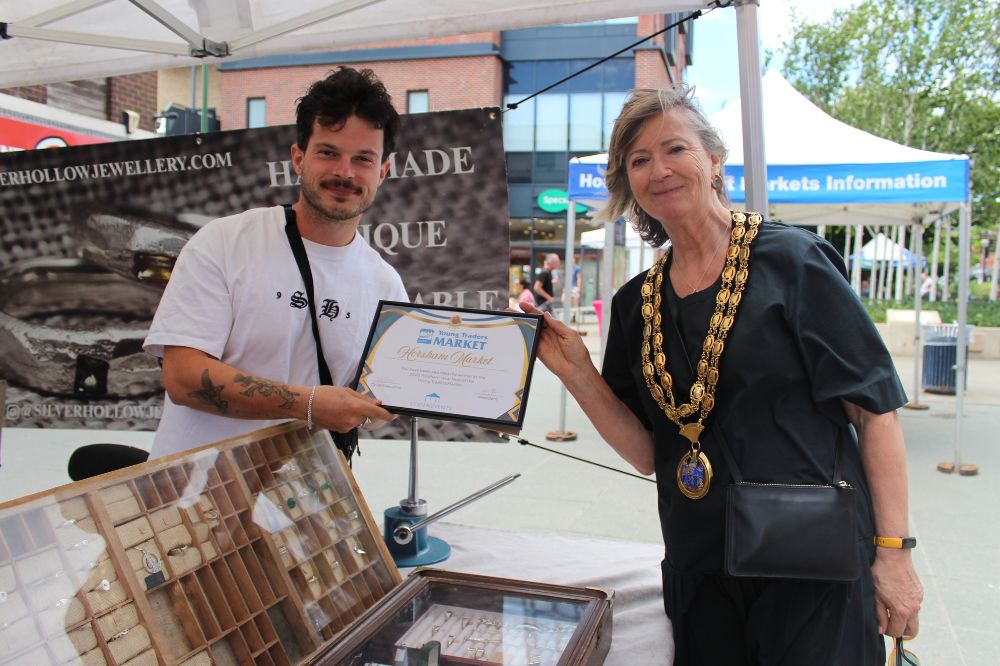 Daniel Scott from Silver Hollow presented with his winners certificate from HDC Chair Cllr Joanne Knowles