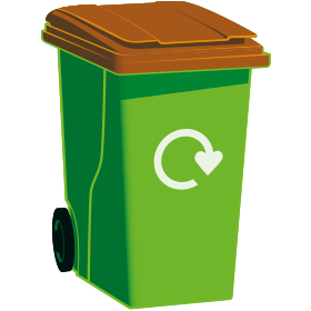 Brown-top garden waste bin