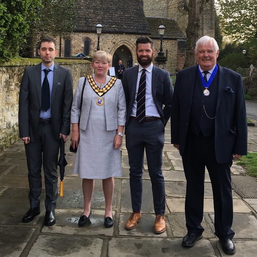 • HDC Chairman Cllr Karen Burgess Cllr Peter Burgess and their family attend the service