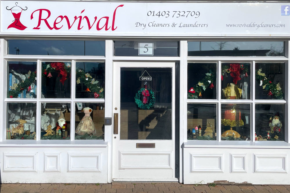 Revival Dry Cleaners sustainable window display