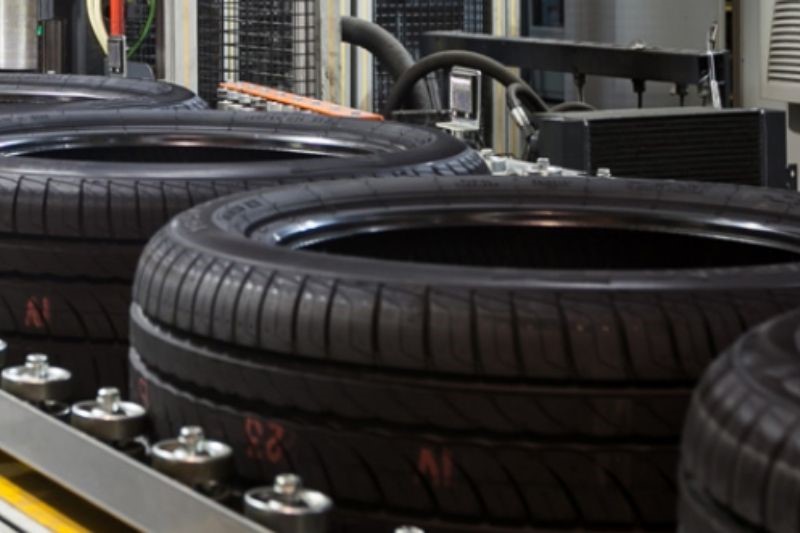 Remoulded types on a factory conveyor belt