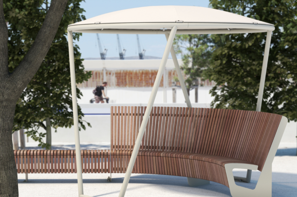Covered seating in play area