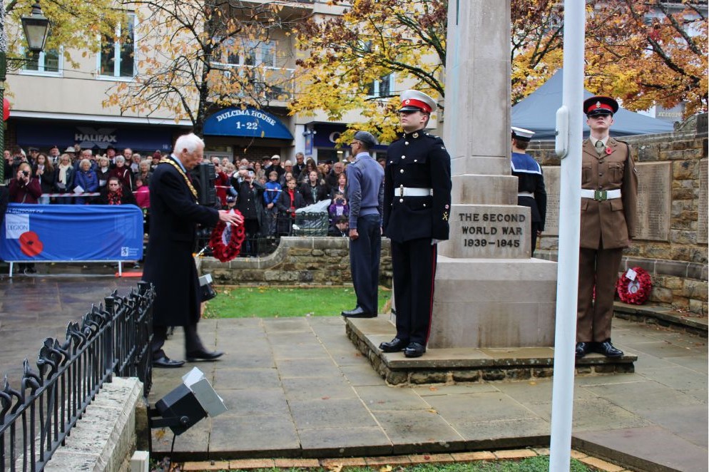 Horsham District Council Chairman Cllr David Skipp leads wreath laying on behalf of the people of Horsham