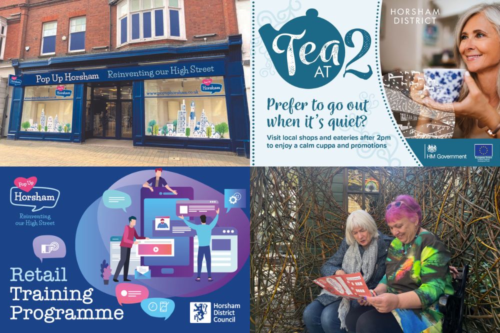 Pop Up Horsham exterior, Retail Training Programme, Mystery Trails and Tea at 2 