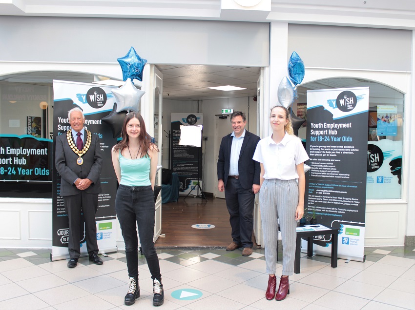 Successful jobseekers Jodie and Susie outside newly opened Y-WISH jobs hub