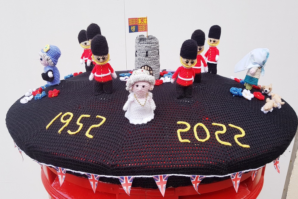 Jubilee decorated postbox in Horsham by the Normandy WI