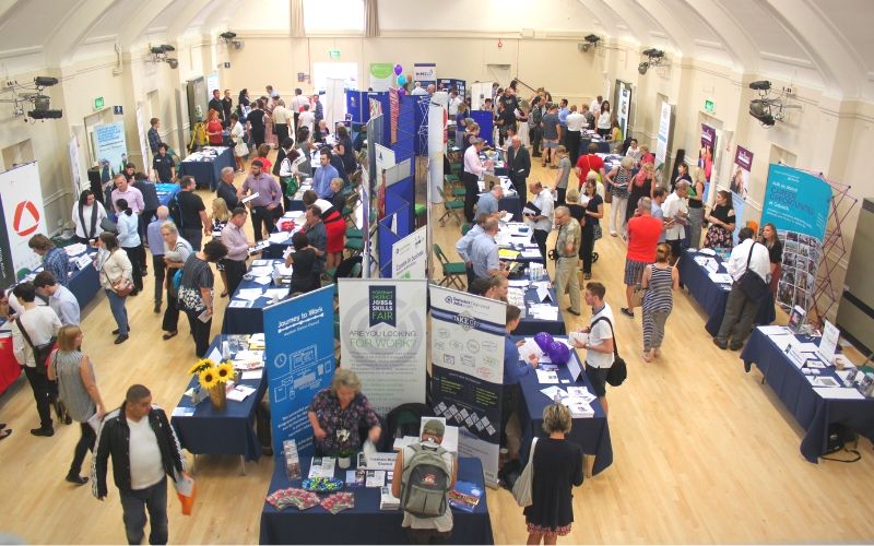 Employers and the public at the Horsham District Jobs and Skills Fair at the Drill Hall