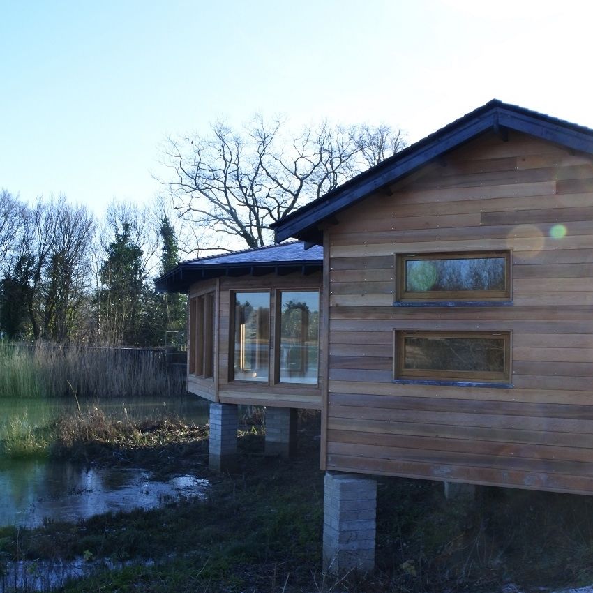 The Hub has a unique octagonal design created from wood and one-way glass. Large panoramic windows will offer breath-taking views across the millpond.