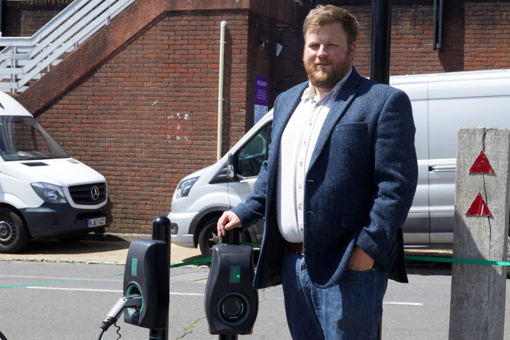 HDC Cabinet Member for the Environment Cllr James Wright with the new EV chargepoints