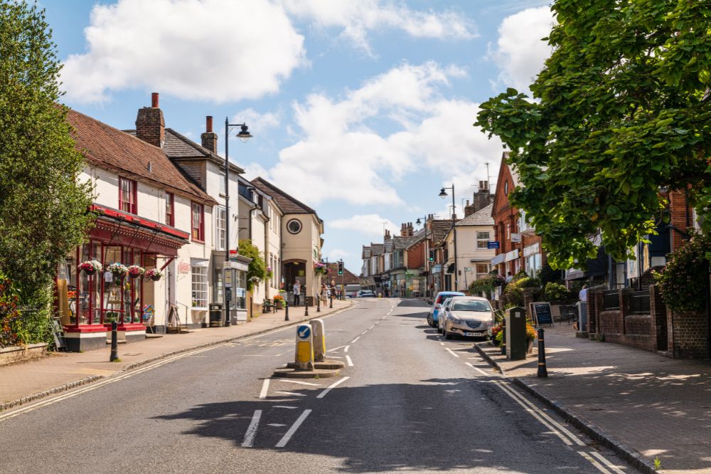 Henfield high street on a sunny day